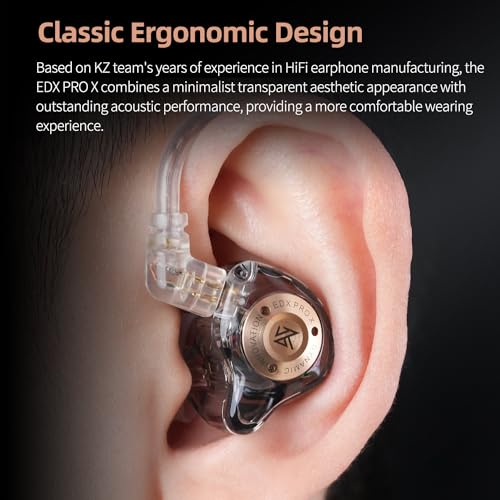 Image of KZ EDX PRO X in Ear Monitor Earbuds, IEM Earphones Headphone with Single Super-Linear Dynamic Drive, 0.75mm 2Pin Cable for Audiophile Video Music Church(Gray with Mic)