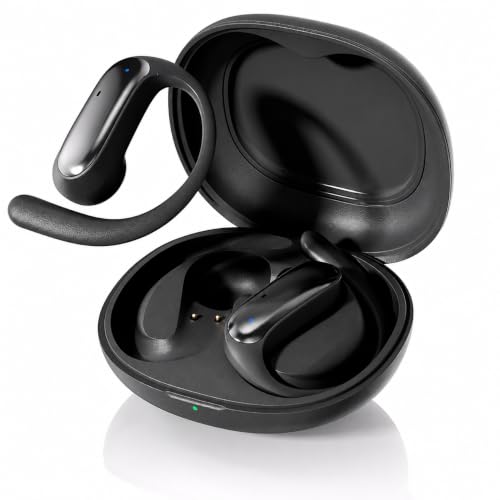 Image of D300 OWS Open Ear Wireless Earbuds with BT v6.0, ENC Mic for Calling, 50hr Playtime with Type C Fast Charging, Low Latency Gaming, Ideal for Running, Cycling and Gym, Dust & Waterproof. Black