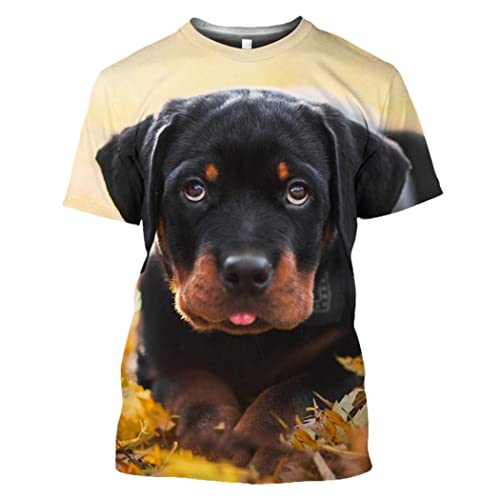 T-shirt Rottweiler homme imprimé 3D manches courtes M tailleur été noir col rond