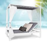 blumfeldt Cama Balinesa, Tumbona Doble Jardin Exterior Regulable y Respaldo Reclinable, Cama Jardin Exterior con Techo Solar, Tumbonas Dobles, Cama Exterior Jardin XL Sunbeds, Tumbonas Exterior