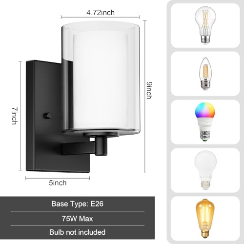 Kalium Wall Sconces Set of Two, Modern Matte Black Vanity Wall Lights - Image 3