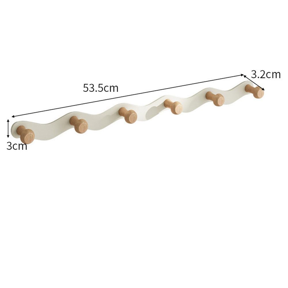 Perchero de Pared Moderno y Sencillo, sin Perforaciones, Que no se Cae, con Forma de Tronco, para Colgar en la Pared, detrás de la Puerta de Entrada, Color Blanco Crema, 6 Ganchos