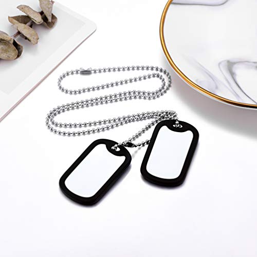 PROSTEEL Militärischen Erkennungsmarken 2 personalisiert Dog Tags im Armeestil mit Kugelkette und Silikon Edelstahl Medical Alert Anhänger Halskette Name Texte Gravur für Geburtstag Vatertag