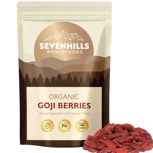 Sevenhills Wholefoods Organic Raw Goji Berries 200g | 100% Pure & Natural | for Snacking Baking Cereals Porridge | GMO-Free | Gluten-Free | Wolfberries