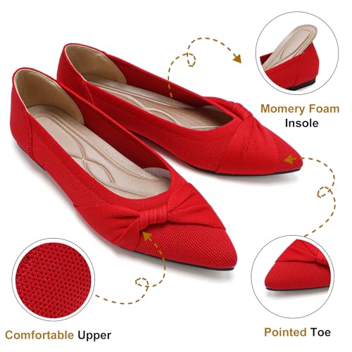 Image of HIULYCENCE Pointed Toe Flats for Women Ballet Flats | Comfortable Dressy Knit Lightweight Casual for Work Office Womens Flats