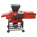 THUXEON 6-Blade Grass Cutting and Silk Kneading Machine, 220V Hay Cutter Kneader Grinder with Conveyor, Automatic Feed, 2.2KW Crushing Corn Peanuts Straw Wheat, 500-1000kg/h