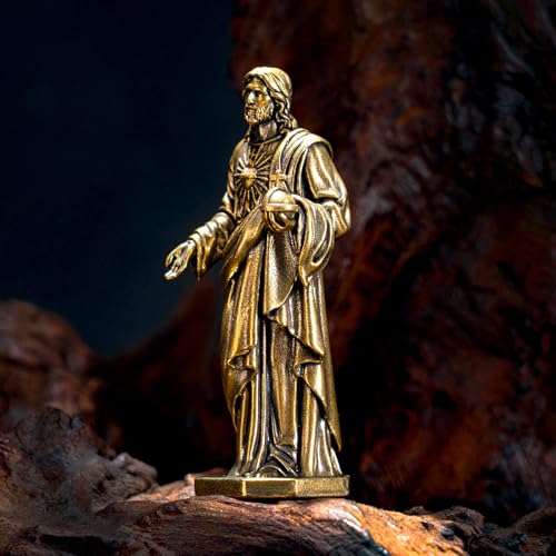 CHOVY 1PC, Handcrafted Jesus Christ Brass Statue – Antique Religious