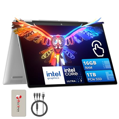 HP Envy x360 16" 2-in-1 Laptop, WUXGA IPS Touchscreen Display, Intel Ultra 7 155U, 16GB LPDDR5, 1TB PCIe SSD, Backlit Keyboard, Wi-Fi 6E, Silver, Windows 11, 128GB Docking Station Set