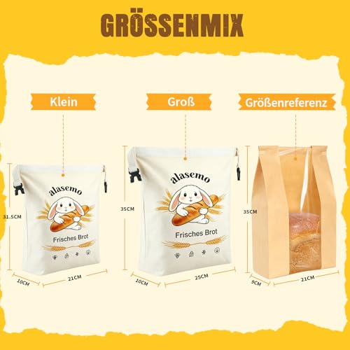 alasemo Bienenwachs Brotbeutel für Aufbewahrung Frischhalten 2 Stück – Ansicht 3