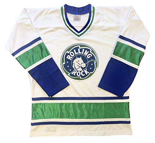 Rolling Rock Hockey Jerseys - We are Ready to Customize with Your Name and Number (White, Adult Goalie Cut)