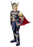MARVEL Thor Youth Costume - Padded Jumpsuit with Detachable Cape and Plastic Mask Small