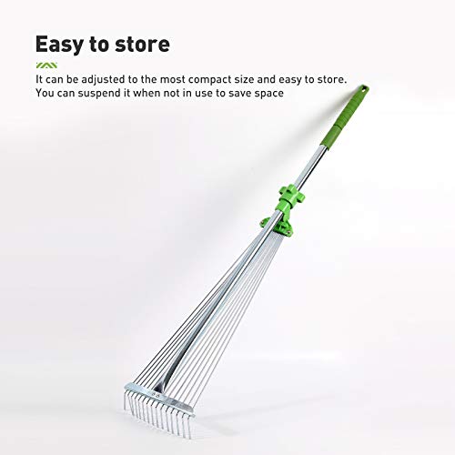 Kinedoo Adjustable Telescopic Rake,Garden Leaf Rake Lawn Rake For Quick Clean Up Of Lawn And Yard #TOP6