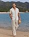 COOFANDY Men's Linen Set 2 Pieces Summer Vacation Outfits Casual Button Up Shirts Beach Yoga Pants