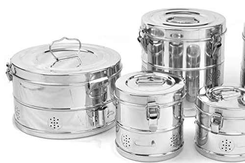 Image of Kashi Surgicals KS Dressing Drums - Stainless Steel, Super Deluxe with Clip-on Lid (11 inch x 9 inch - 11 inch Diameter x 9 inch Height)