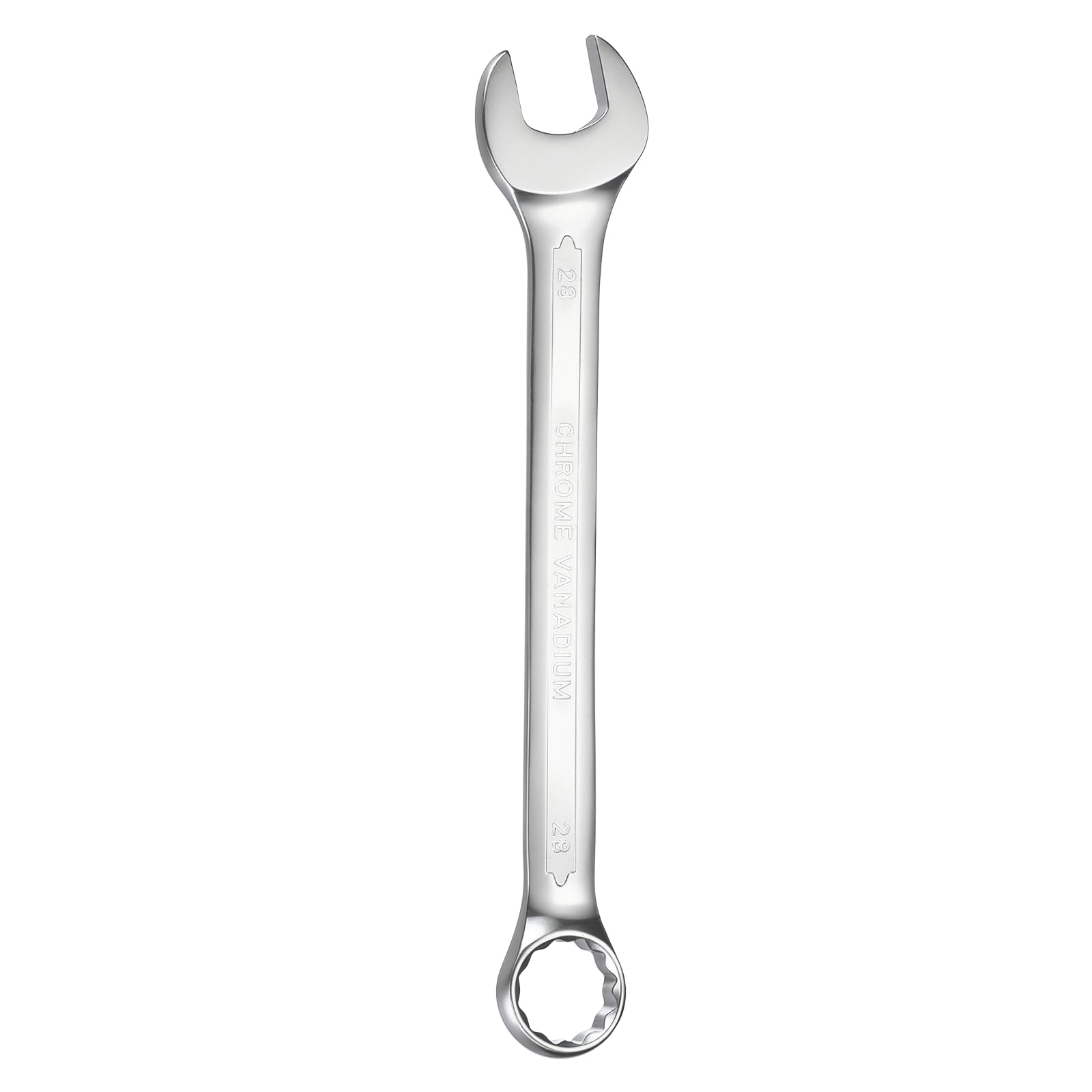 sourcing map Metric Combination Wrench 28mm Open End & 15-Degree Offset 12-Point Box End Chrome Vanadium Steel Industrial Grade Double Ended Wrenches Spanners Tools