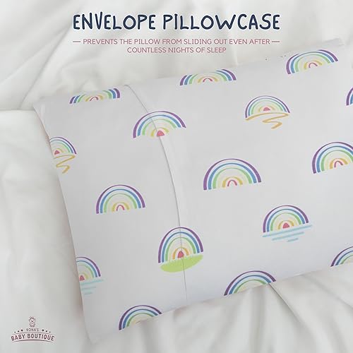 Image of Purple Rainbows - Kona's Perfect Toddler Pillow with Softest Toddler Pillowcase - 13 x 18 inch Childrens Pillow - Kids Pillow 2 Year Old, Teen Pillow 3 Year Old