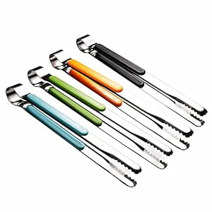 4Pcs Stainless Steel Kitchen Tongs, Serving Tongs for Cooking, 10″ Metal Food Tongs with Non-Slip Comfort Grip, Non-Stick Cooking Tongs High Heat Resistant BBQ Tongs Grill Tongs for Barbecue Grilling