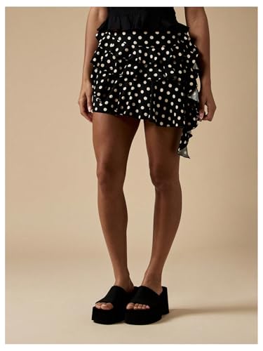 Verdusa Women's Polka Dots Ruffle Skirt A Line Layered Asymmetrical Mini Skirts3