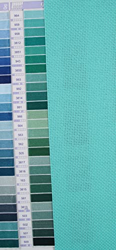 Image of KCS 4 pc of 12 inch x 18 inch 14CT Counted Cotton Aida Cloth Cross Stitch Fabric (Sea Green)