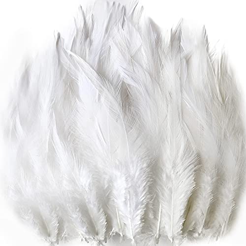 Tharaht 200Pcs White Saddle Hackle Rooster Feather Loose Bulk 5-7 Inch 12-17Cm For Diy Dream Catcher Decoration Natural Saddle Hackle Rooster Feather #TOP28