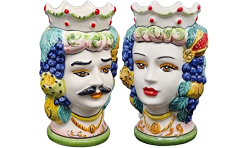 Cabezas de moro sicilianas de cerámica Caltagirone hechas a mano 18 cm 4