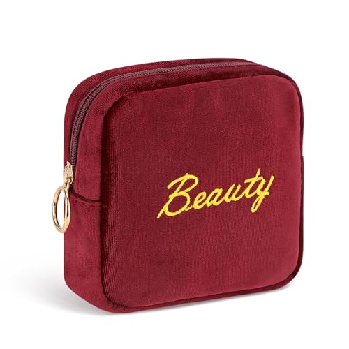 Image of Flannel Sanitary Napkin Storage Bags Menstrual Cup Pouch Portable Zipper Nursing Pad Holder Tampons Collect Bags Feminine Menstruation First Period Kit Bag for Women Red