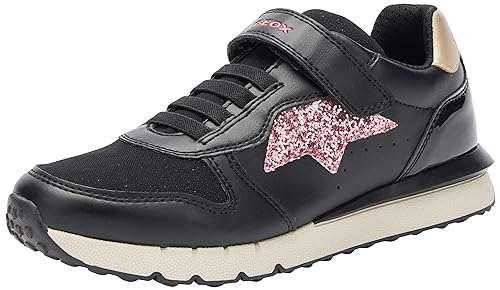 Geox J Fastics Girl C, Zapatillas, Black Dk Pink, 34 EU
