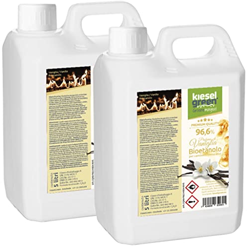 KieselGreen Bioethanolo 10 litri con Fragranza per Caminetto a Etanolo – Bio-etanolo profumato per Ambienti, molte Fragranze - Profumo per Caminetto a bioetanolo da Interno o da Tavolo V10