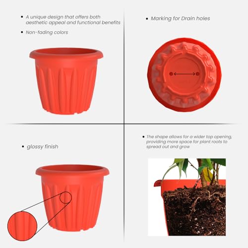 Image of YUCCABE ITALIA SHERA Floot 10 Inch Plastic Flower Pot 12 Piece Set of Round Shape Planter for Home Garden Seedling Planter for pots (Multicolor)
