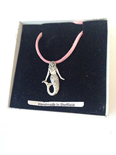 Collier sirène étain anglais cordon rose 41 cm idéal pour vos tenues