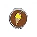 Yellow Cherry Sweet Ice Pattern Hand Compact Mirror Round Portable Pocket Glass