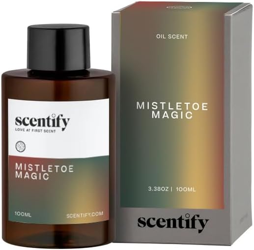 Scentify Holiday Mistletoe Magic Aroma Aceite de Recambio de Navidad para difusores de aceite Pino, roble, musgo, clavo, cedro Lujosa fragancia