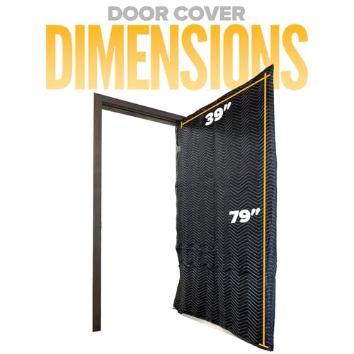 US Cargo Control Quilted Door Cover 39" x 79", Padded Door Cover with Hook and Loop Straps, Cotton/Polyester Quilted Furniture Pads for Moving, Reusable, Interior and Exterior Use