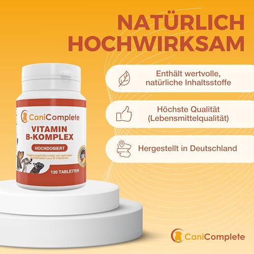CaniComplete Vitamin B Komplex Hund – Mit B1, B2, B3, B5, B6, B9, B12 & – Multivitamin für Energiestoffwechsel, Nerven & Vitalität – Made in Germany