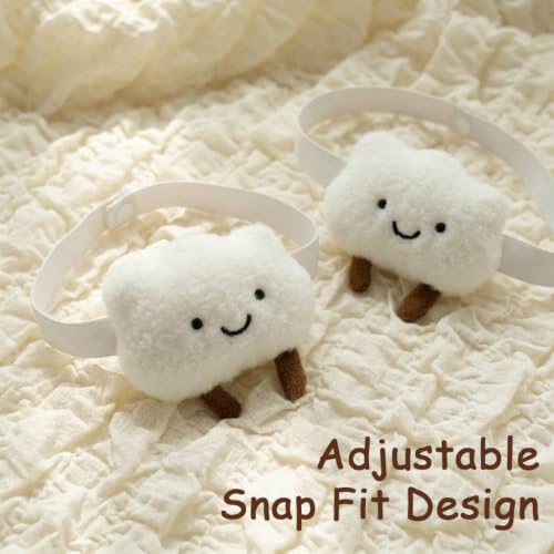 Image of HASTHIP 2pcs Cartoon Cloud Curtain Tiebacks Adjustable Snap Fit | Cute 3d plush design, flexible binding decor for kids bedroom nursery window curtains