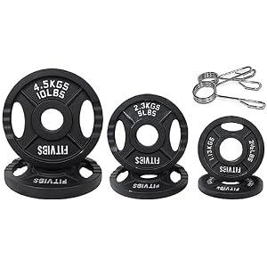 Signature Fitness Olympische 2 inch gietijzeren plaat halterschijf voor krachttraining en gewichtheffen, twee gaten stijl, 35 lbs set