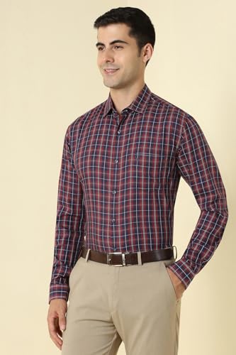 Image of Allen Solly Men's Small Check Casual Shirt | Regular Fit | Classic Pattern | Everyday Smart Casual Style