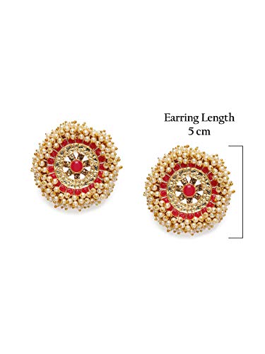 Pink Stones Ethnic Stud Earring For Women