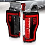 AmeriLite for 2017-2019 Ford Super Duty F250 F350 F450 Full LED Black Replacement Taillights w/Light Tube Pair - Passenger and Driver