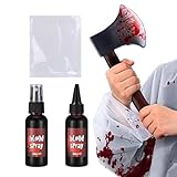 Halloween Künstliches Blut - Halloween Blutspray Gerinnungsgel Set | Grusel-Props Cosplay Zubehör für Körperdekoration Zombie Festival Party Horrorhaus Event