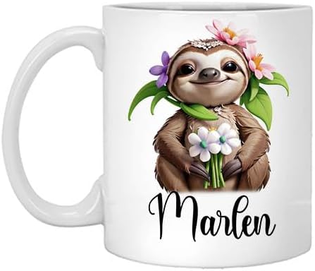 Sloth Name Mug. Personalized Sloth Gifts Marlen 11oz White Mug Funny Sloth Coffee Mug. Cute Sloth Gift. Sloth Lovers Gift Name Mug Gift Gift for