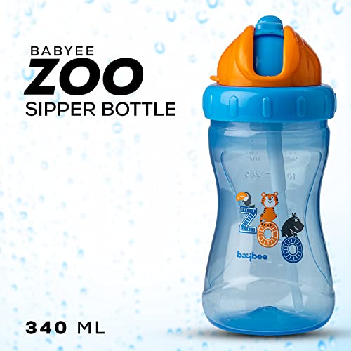 Baybee-Zoo-340ML-Sipper-Bottle-for-kids-Anti-Spill-Sippy-Bottle-with-Soft-Silicone-Straw-BPA-Free-Sippy-Cup-Baby-Bottle-Sipper-sipper-bottle-for-kids-Infants-Toddlers-6-Months-to-3-Years-Blue