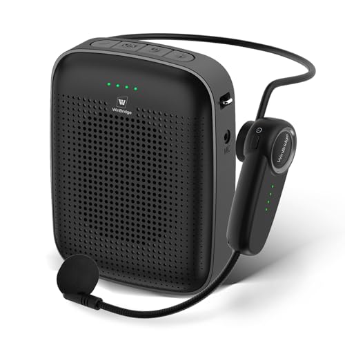 Image of WinBridge Wireless Voice Amplifier for Teachers - 15W Portable Bluetooth Speaker with Wireless Microphone Headset, Mini PA System, Personal Mic for Classroom, Teaching, Training & Public Speaking A002