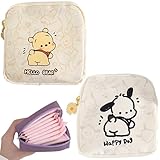 YAOYYG Neceser Compresas, Con Cremallera, Accesorio de Almacenamiento Portátil para Servilletas Higiénicas, Regalo para la Primera Menstruación de la Joven (Un set de dos, Blanco - Amarillo)