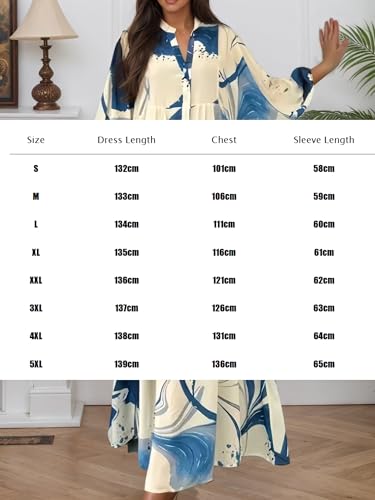 Womens Floral Print Long Lantern Sleeve Dress Boho Casual Loose V Neck Button Front Flowy Fall Maxi Dresses2