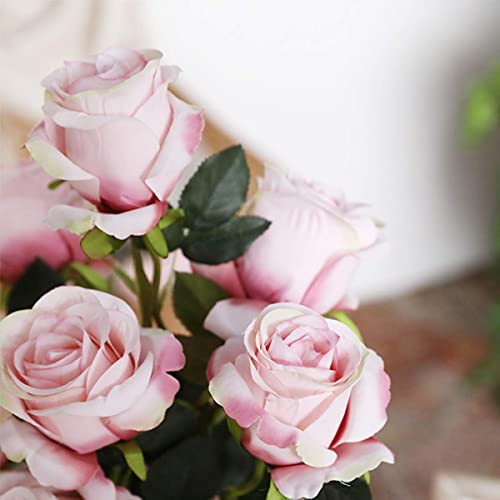 Hawesome Artificial Flowers 10 Pcs Silk Roses With Long Stems Faux Realistic Roses For Wedding Bouquets Table Centerpieces Party Home Decor(Lpink) #TOP3