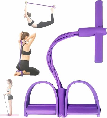 Abdominal Trainer Sit-Up Training Equipment Bodybuilding Expander Full Body Trainer for Home 6 Tubes Elastic Pull Rope Multifunctional Leg Fitness Weight Loss Training Yoga (PURPLE)