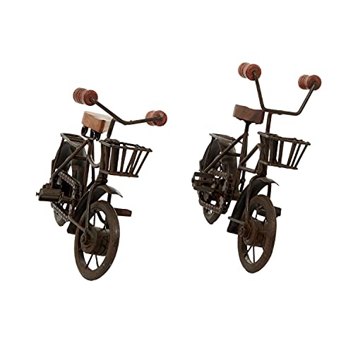 Deco 79 Metal Bike Decorative Sculpture Home Decor Statues with Wood Accents, set of 2 Accent Figurines 12" x 5" x 7", Black by Deco 79 - Image 8