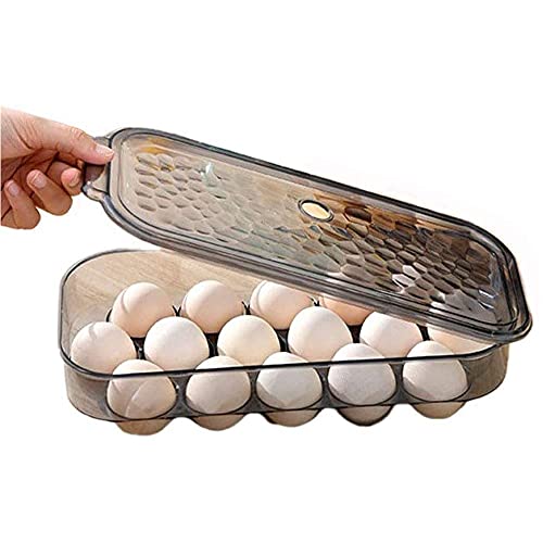 Egg Storage Box, 2Pcs Transparent Egg Box, Kitchen Plastic Egg Holder Trays, Eggs Carrier Container, Egg Tray for Refrigerator with 16 Grids, for Home & Kitchen Refrigerator