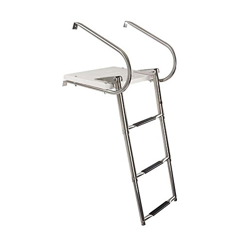 Marinebaby Boat Universal Swim Platform Under Mount Telescopic Boat Ladder, 3 Steps In/Outboard Boat Pontoon Ladder #TOP7